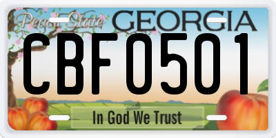 GA license plate CBF0501