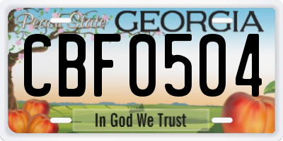 GA license plate CBF0504