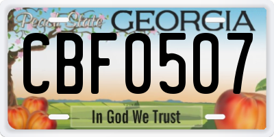 GA license plate CBF0507