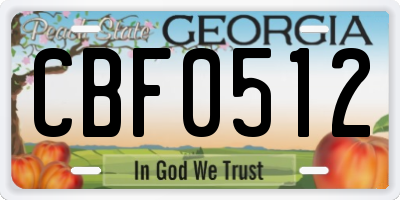 GA license plate CBF0512