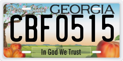 GA license plate CBF0515