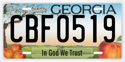 GA license plate CBF0519
