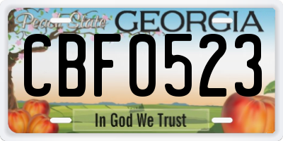 GA license plate CBF0523