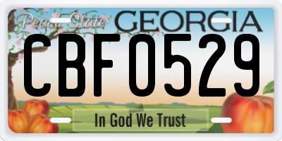 GA license plate CBF0529