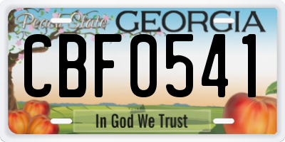 GA license plate CBF0541