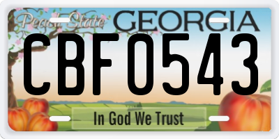 GA license plate CBF0543