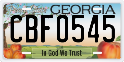 GA license plate CBF0545