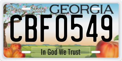 GA license plate CBF0549