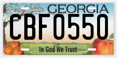 GA license plate CBF0550