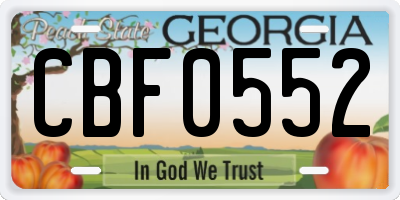 GA license plate CBF0552
