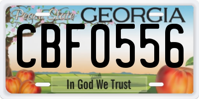 GA license plate CBF0556