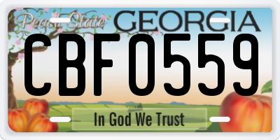 GA license plate CBF0559