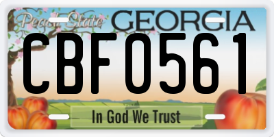 GA license plate CBF0561