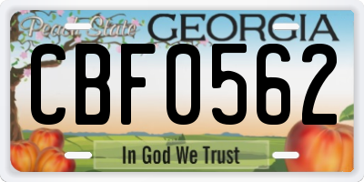 GA license plate CBF0562