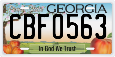 GA license plate CBF0563