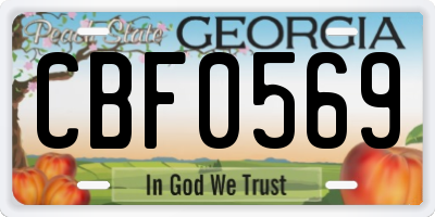 GA license plate CBF0569