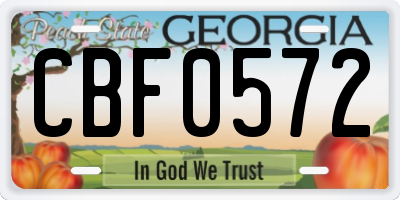 GA license plate CBF0572
