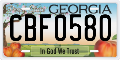 GA license plate CBF0580