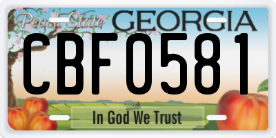 GA license plate CBF0581