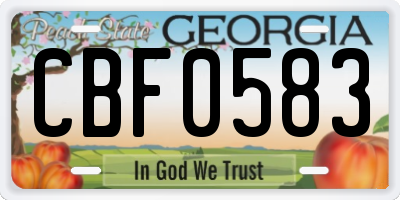 GA license plate CBF0583