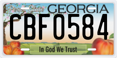 GA license plate CBF0584