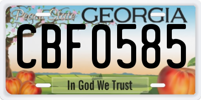GA license plate CBF0585