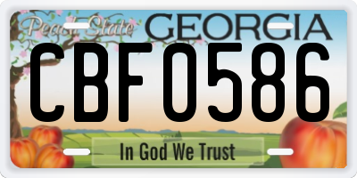 GA license plate CBF0586