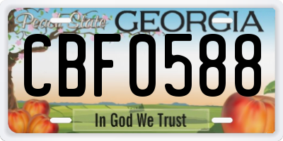 GA license plate CBF0588
