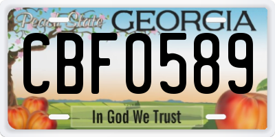 GA license plate CBF0589