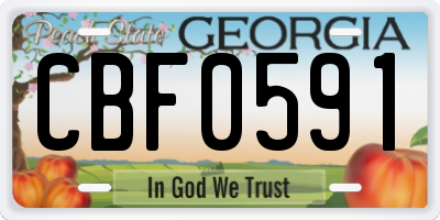 GA license plate CBF0591