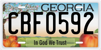 GA license plate CBF0592