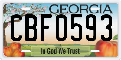 GA license plate CBF0593