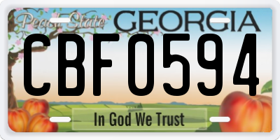 GA license plate CBF0594