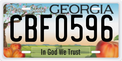 GA license plate CBF0596