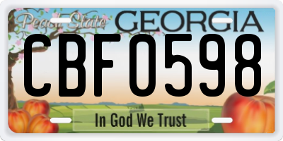 GA license plate CBF0598