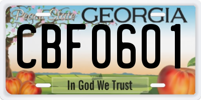GA license plate CBF0601