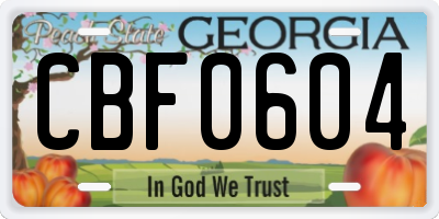 GA license plate CBF0604