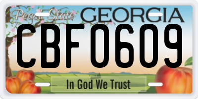 GA license plate CBF0609