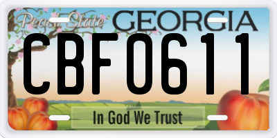 GA license plate CBF0611