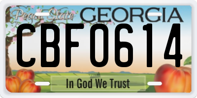GA license plate CBF0614
