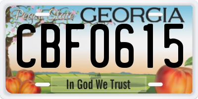 GA license plate CBF0615
