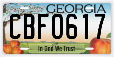 GA license plate CBF0617