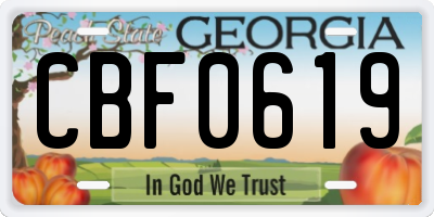 GA license plate CBF0619