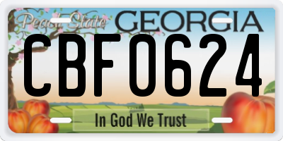 GA license plate CBF0624