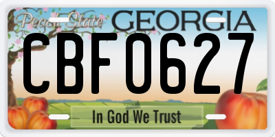 GA license plate CBF0627