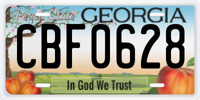 GA license plate CBF0628