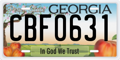 GA license plate CBF0631