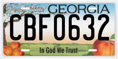 GA license plate CBF0632