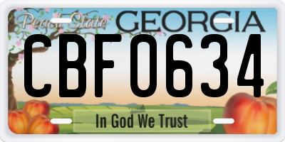 GA license plate CBF0634