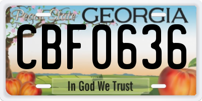 GA license plate CBF0636